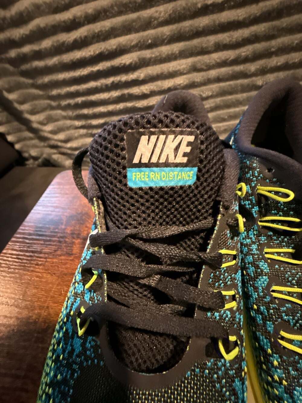 Nike Free RN Distance Men's Running Shoes Black Blue Lagoon Volt - Picture 2 of 9